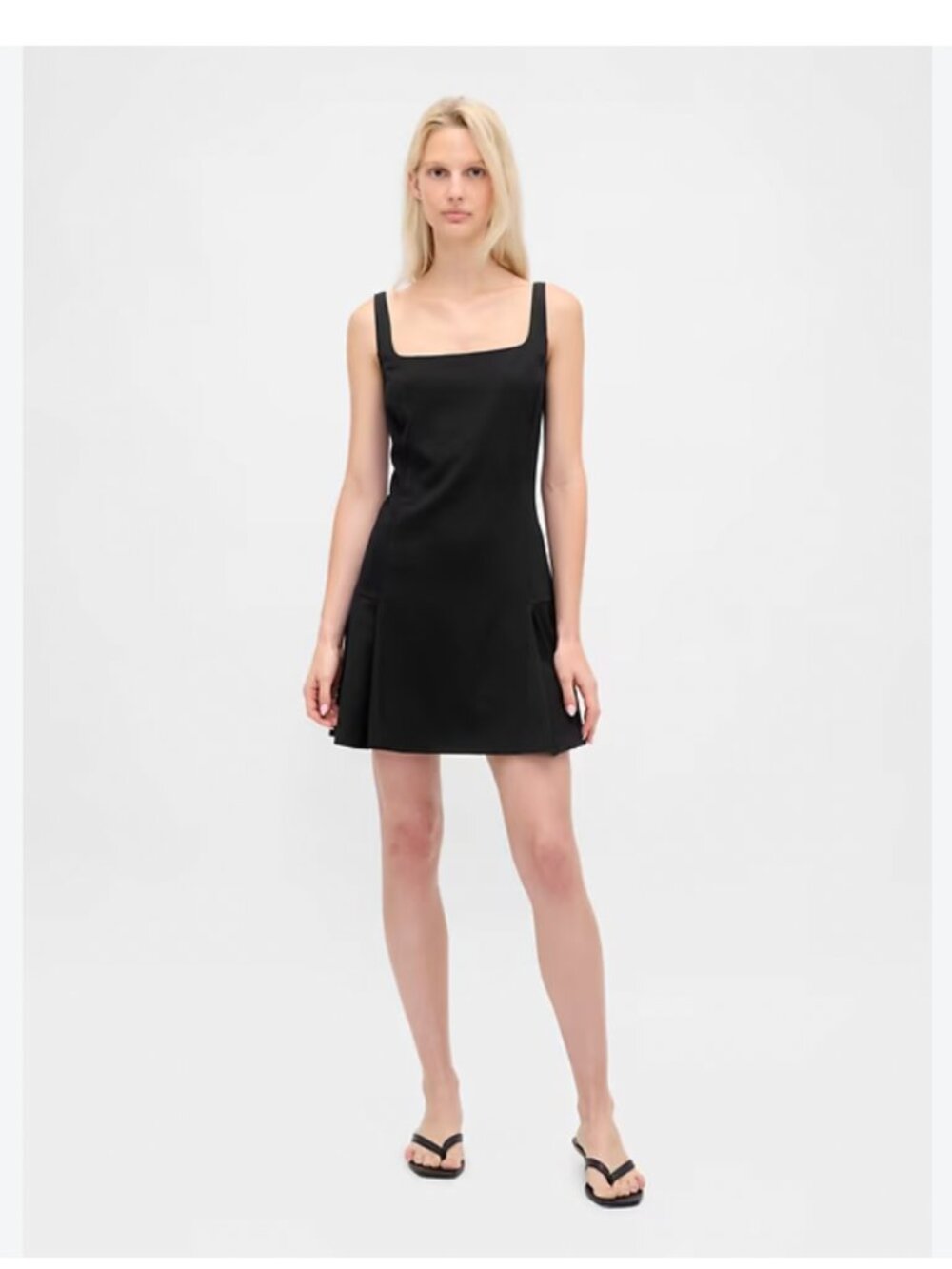 GAP Square-Neck Pleated Mini Dress in black - women's L
